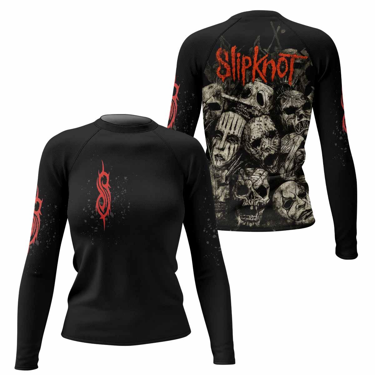 Slipknot Skull Women's Rash Guard Long Sleeve - front and back view