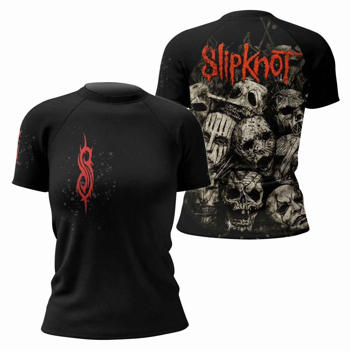 Slipknot Skull Women's Rash Guard Short Sleeve - front and back view