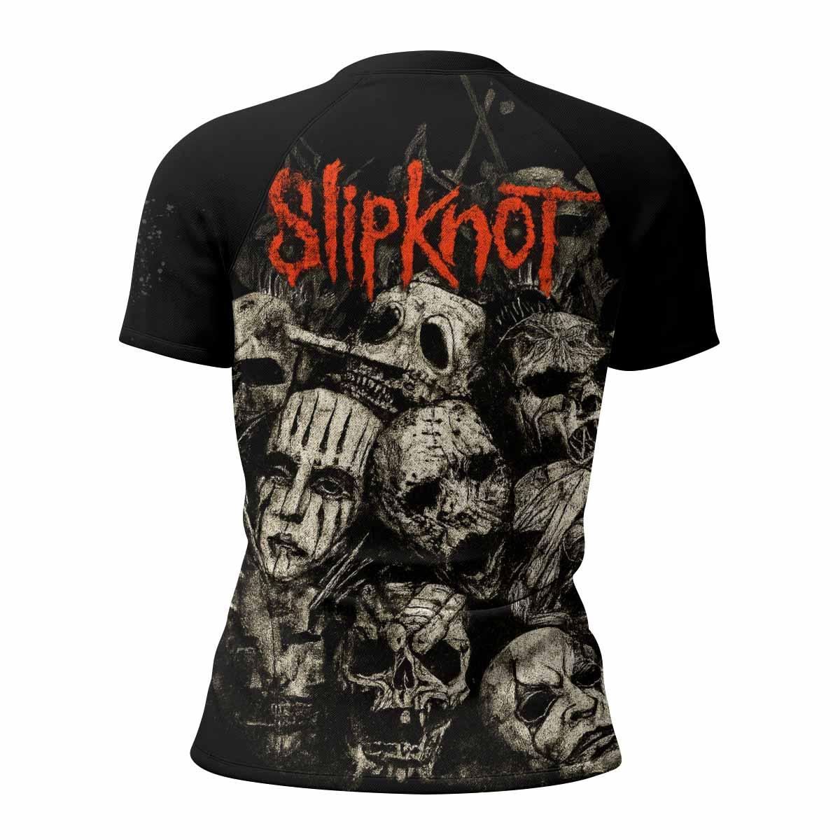 Slipknot Skull Women's Rash Guard Short Sleeve - back view mockup