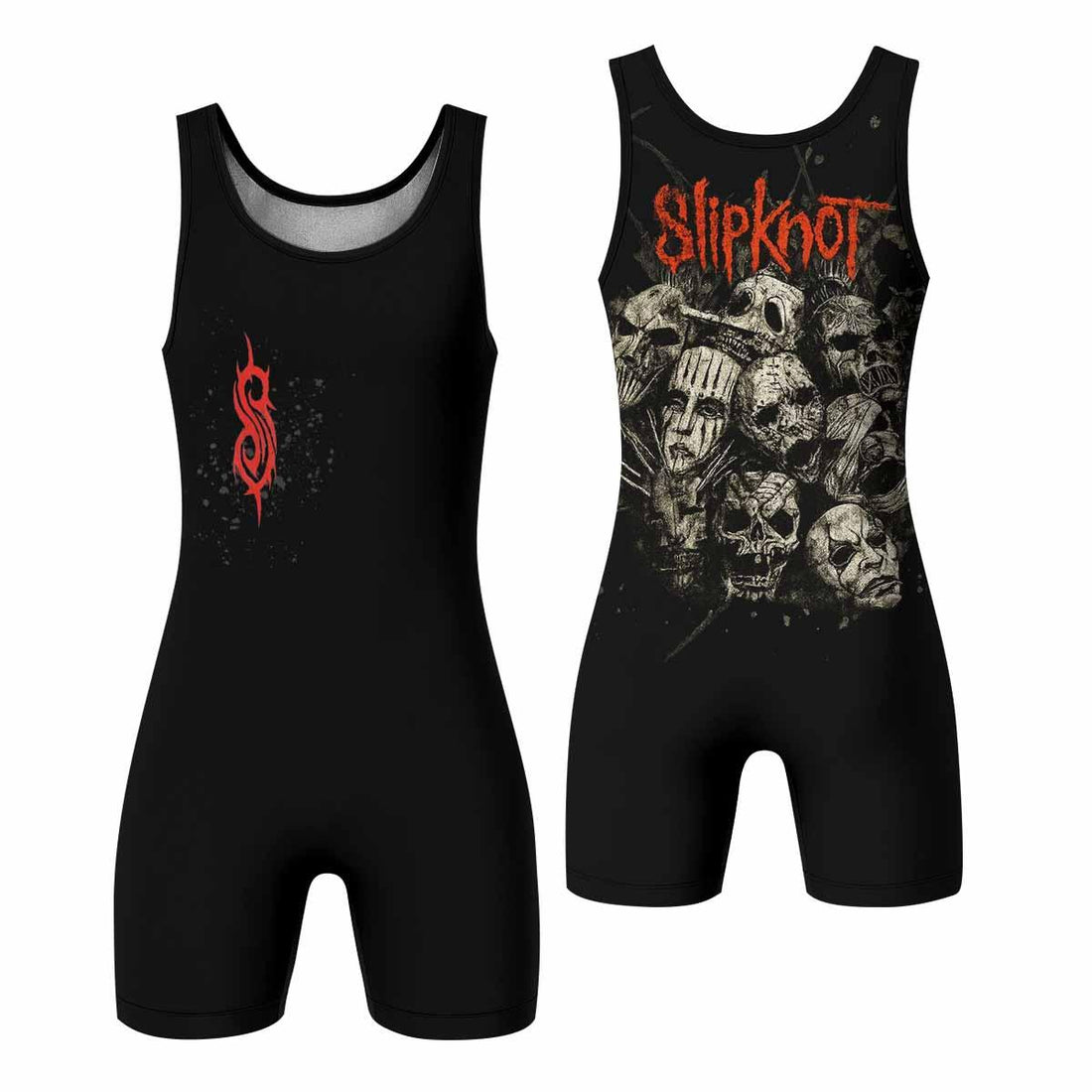 Slipknot Skull Wrestling Singlet - front and back view