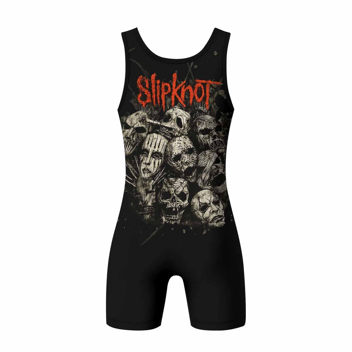 Slipknot Skull Wrestling Singlet - back view mockup