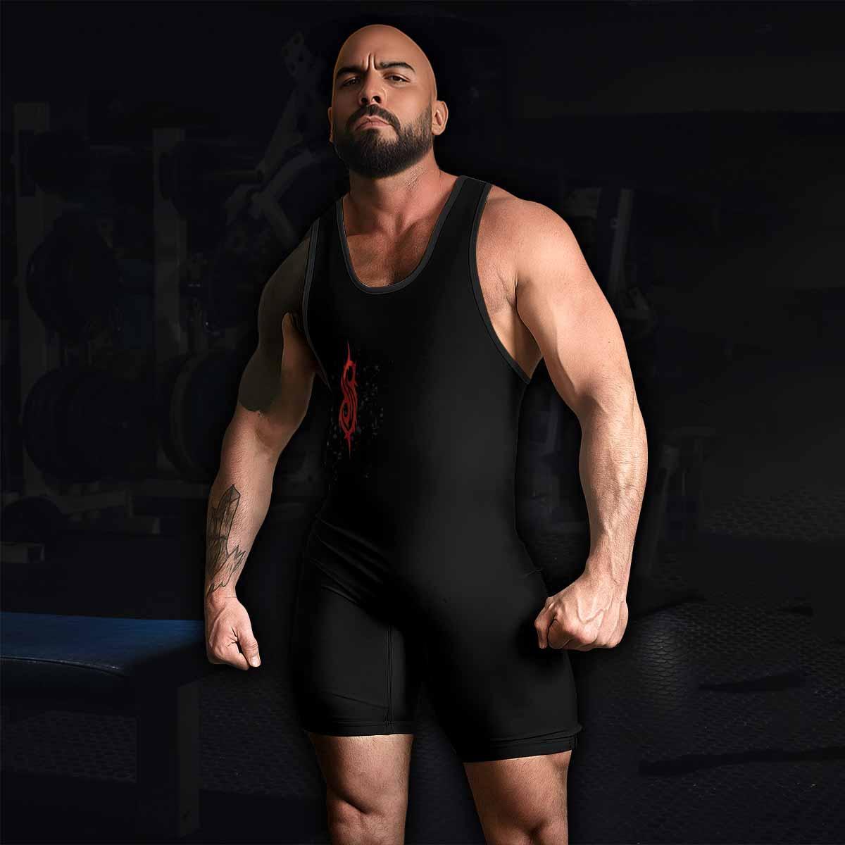 Slipknot Skull Wrestling Singlet - men's lifestyle view
