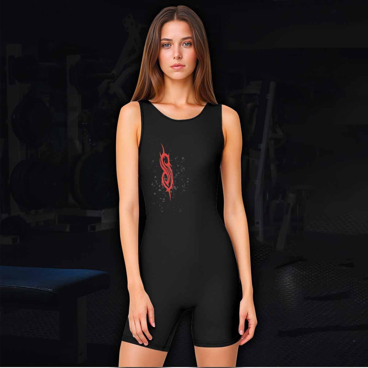 Slipknot Skull Wrestling Singlet - women's lifestyle view