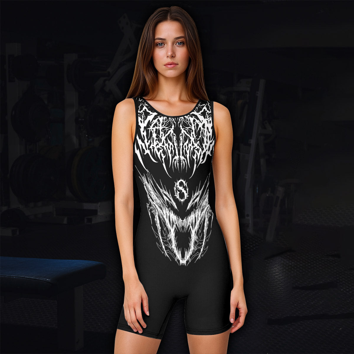 Spine of the Abyss Wrestling Singlet - women's lifestyle view