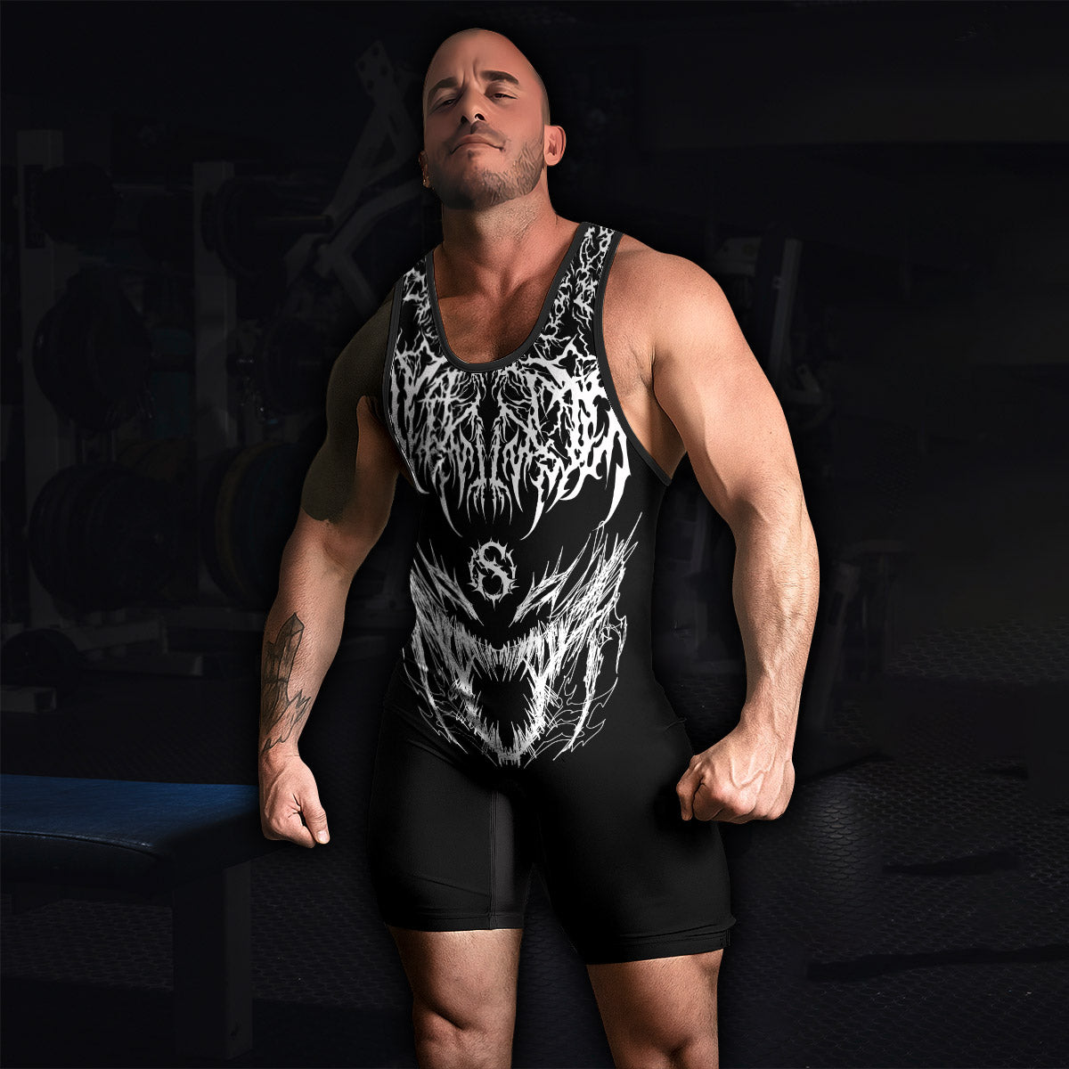 Spine of the Abyss Wrestling Singlet - men's lifestyle view