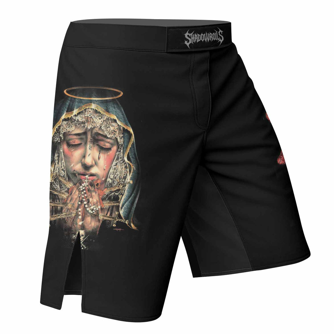 Stigmata Prayer Fight Shorts – right side mockup