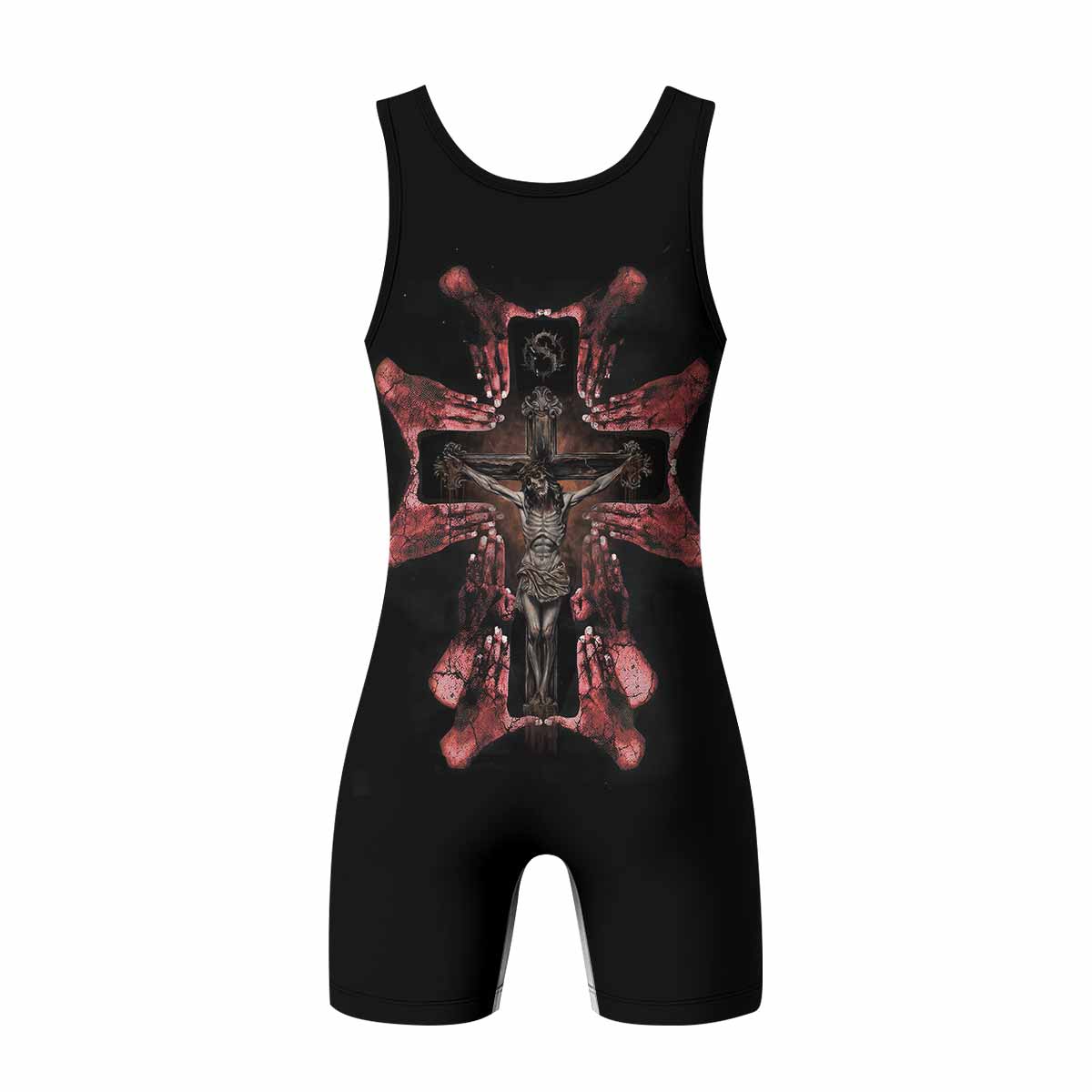 Stigmata Prayer Wrestling Singlet - back view mockup