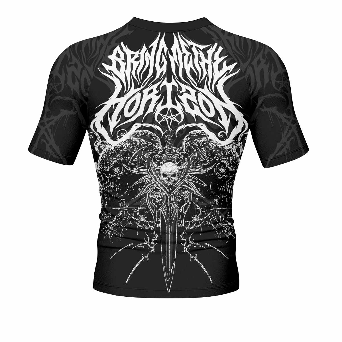 Sword of Chaos Men's Rash Guard Short Sleeve - back view mockup 