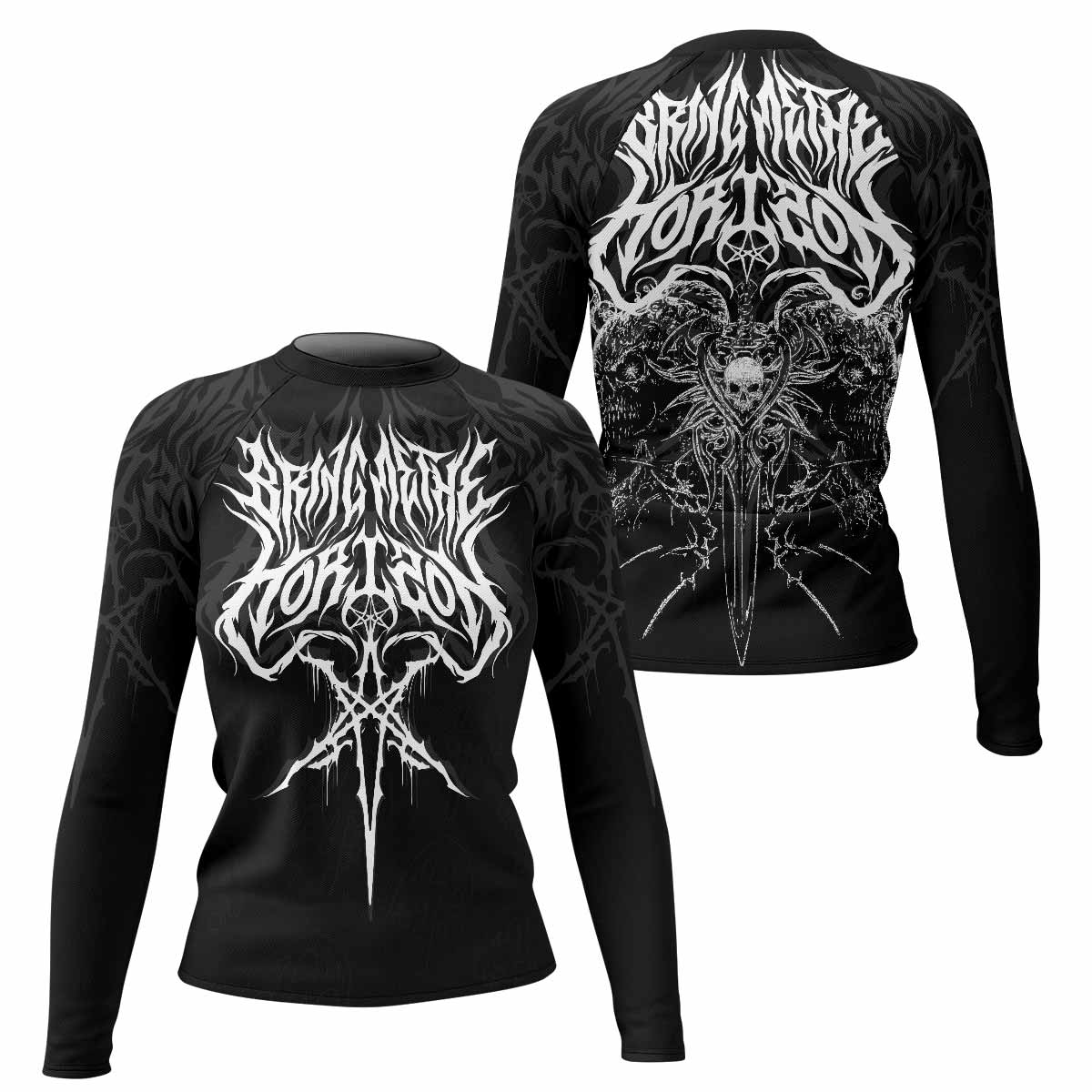 Sword of Chaos Women's Rash Guard Long Sleeve - front and back view