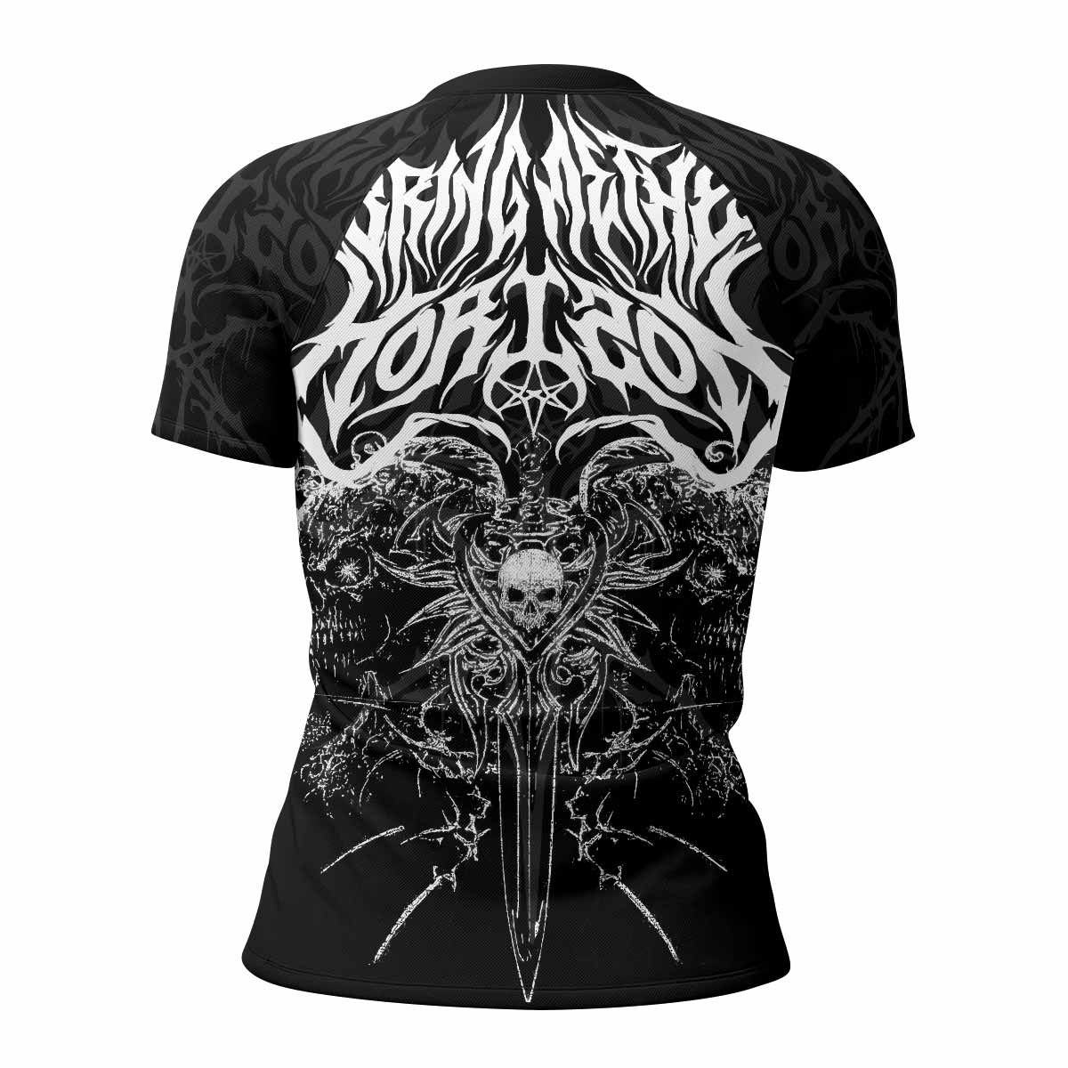 Sword of Chaos Women's Rash Guard Short Sleeve - back view mockup 