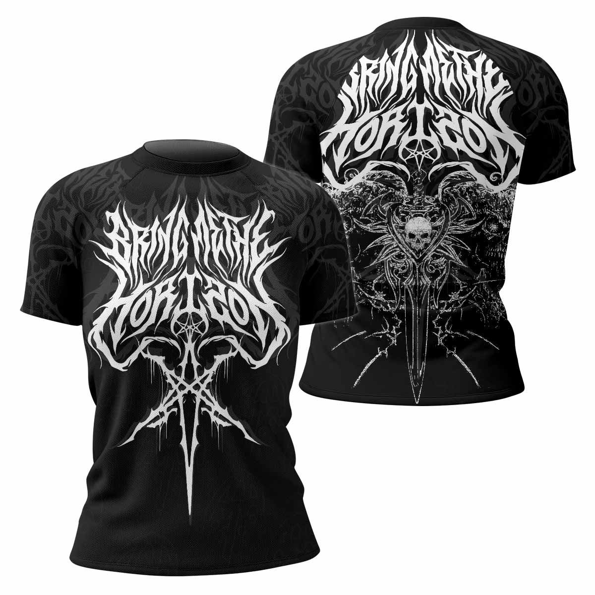 Sword of Chaos Women's Rash Guard Short Sleeve - front and back view