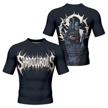 The All-Seeing Hand Men’s Short Sleeve Rash Guard - front and back view