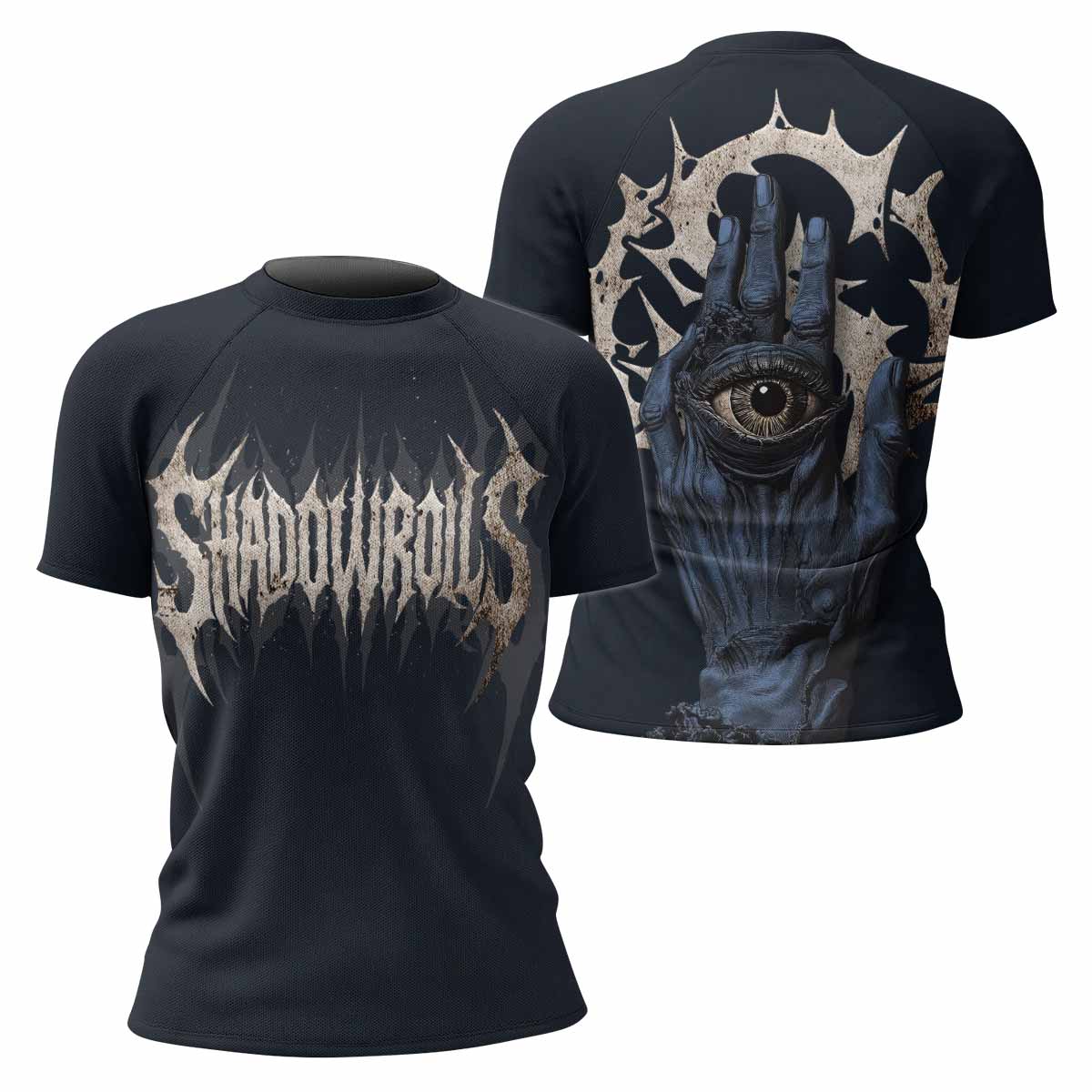 The All-Seeing Hand Women’s Short Sleeve Rash Guard - front and back view
