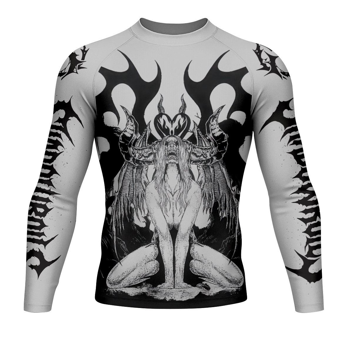 The Forsaken Beast Men’s Long Sleeve Rash Guard - front view mockup