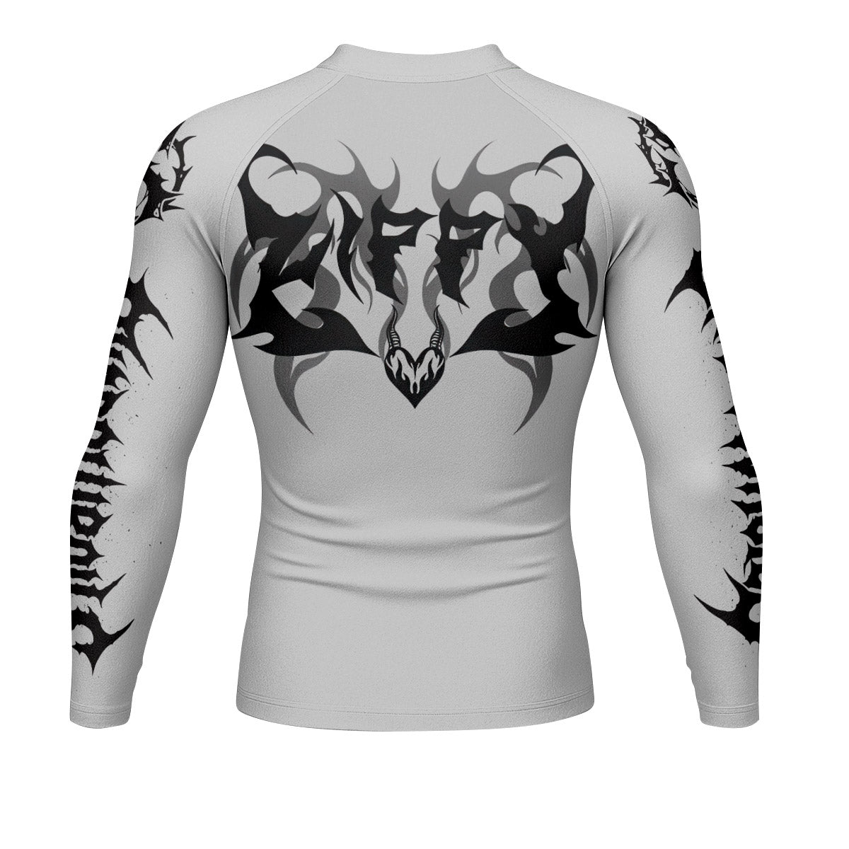 The Forsaken Beast Men’s Long Sleeve Rash Guard - back view mockup