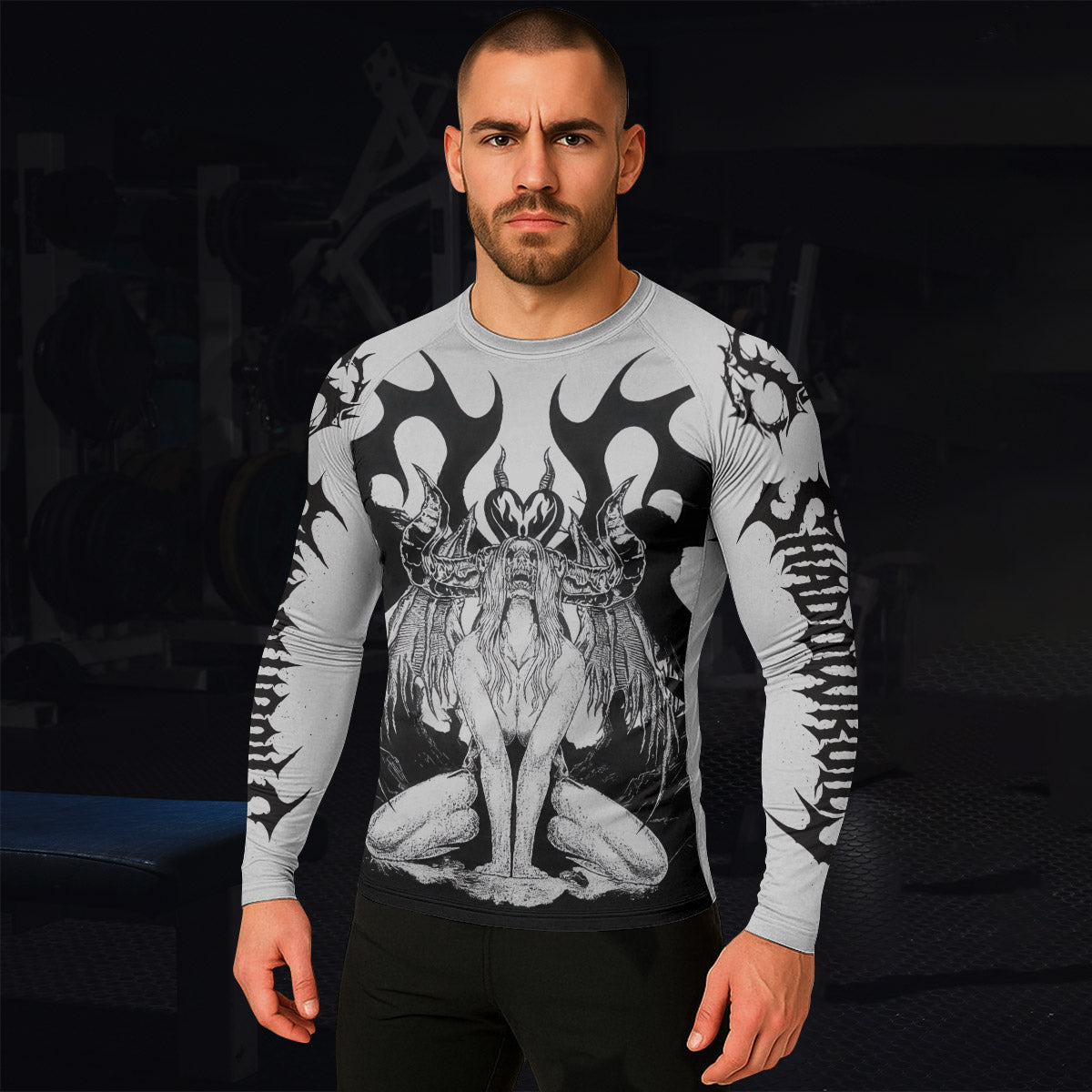 The Forsaken Beast Men’s Long Sleeve Rash Guard - lifestyle view
