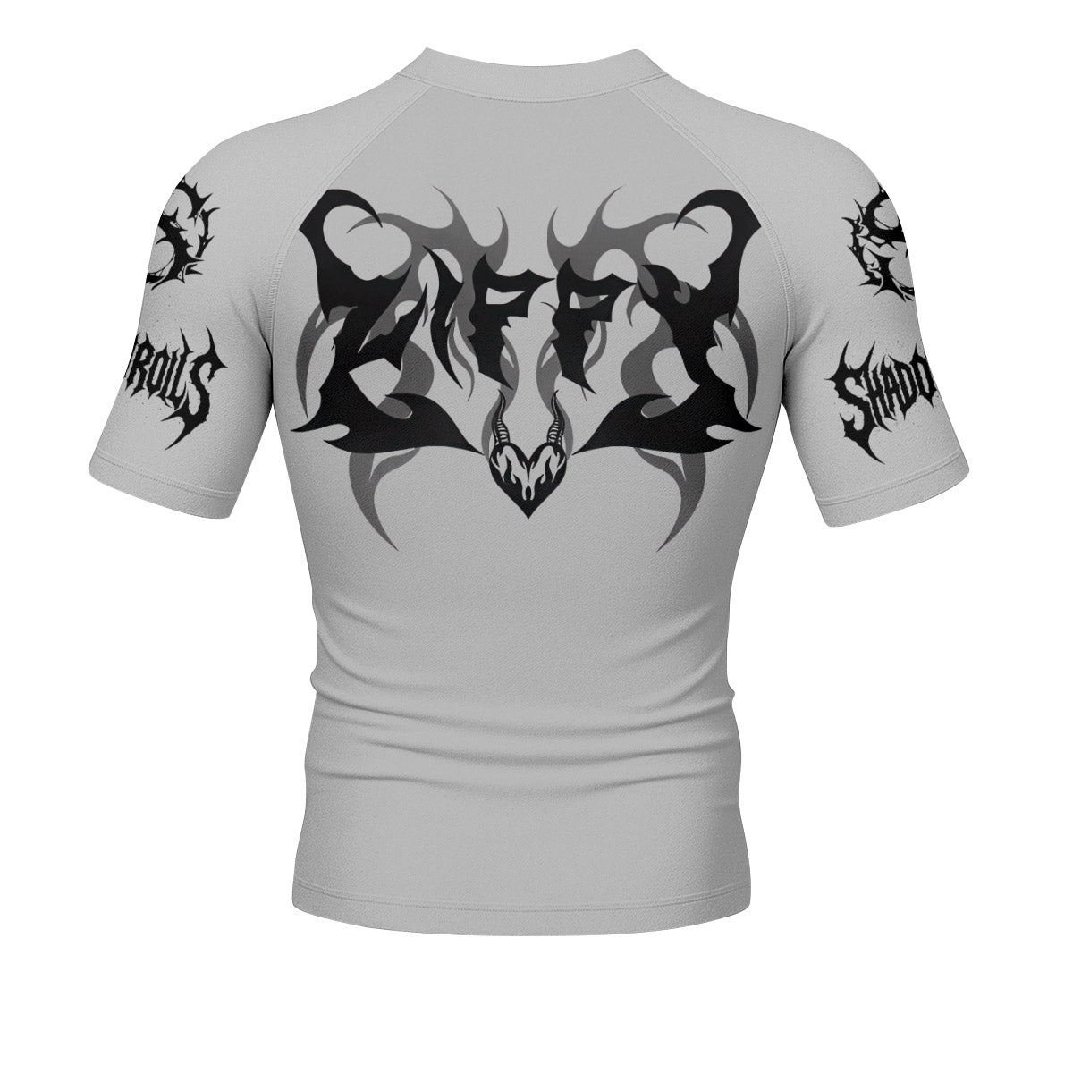 The Forsaken Beast Men’s Short Sleeve Rash Guard - back view mockup
