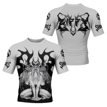 The Forsaken Beast Men’s Short Sleeve Rash Guard - front and back view
