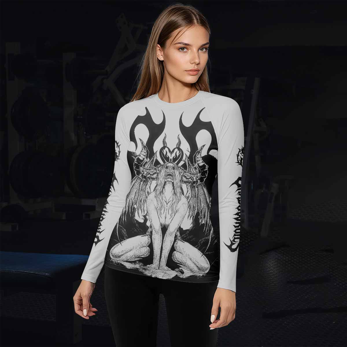 The Forsaken Beast Women’s Long Sleeve Rash Guard - lifestyle view