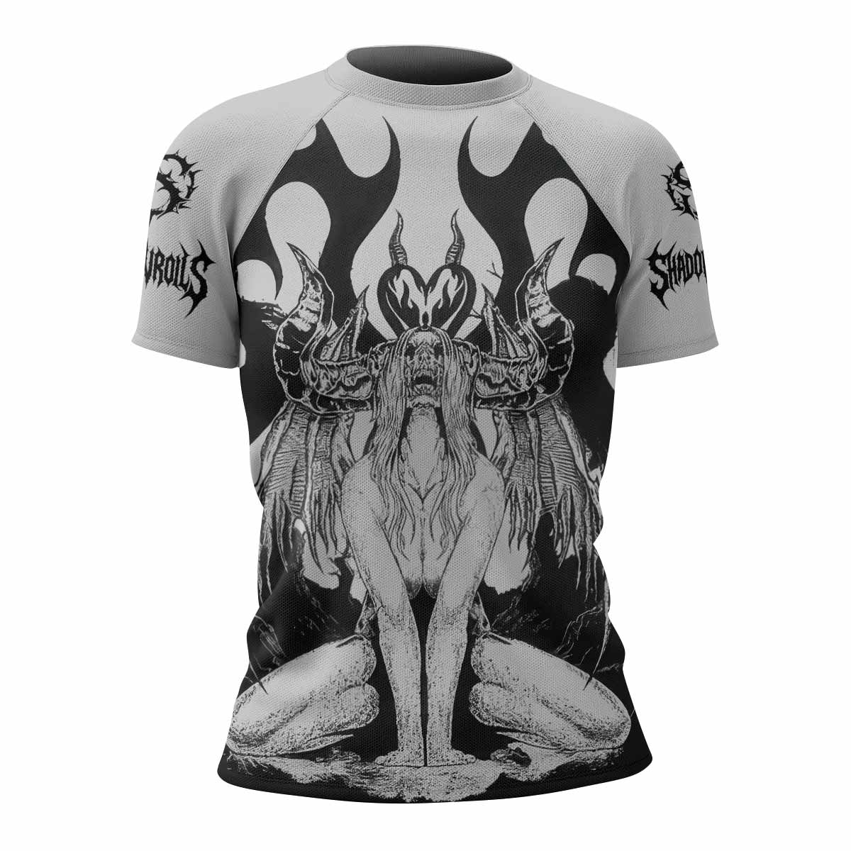 The Forsaken Beast Women’s Short Sleeve Rash Guard - front view mockup