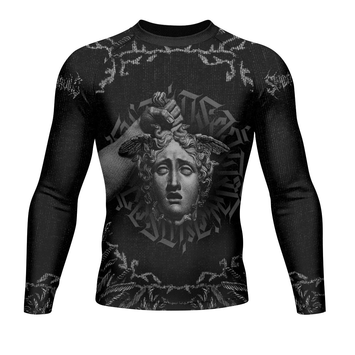 The Monster of Perseus Men’s Long Sleeve Rash Guard - front view mockup