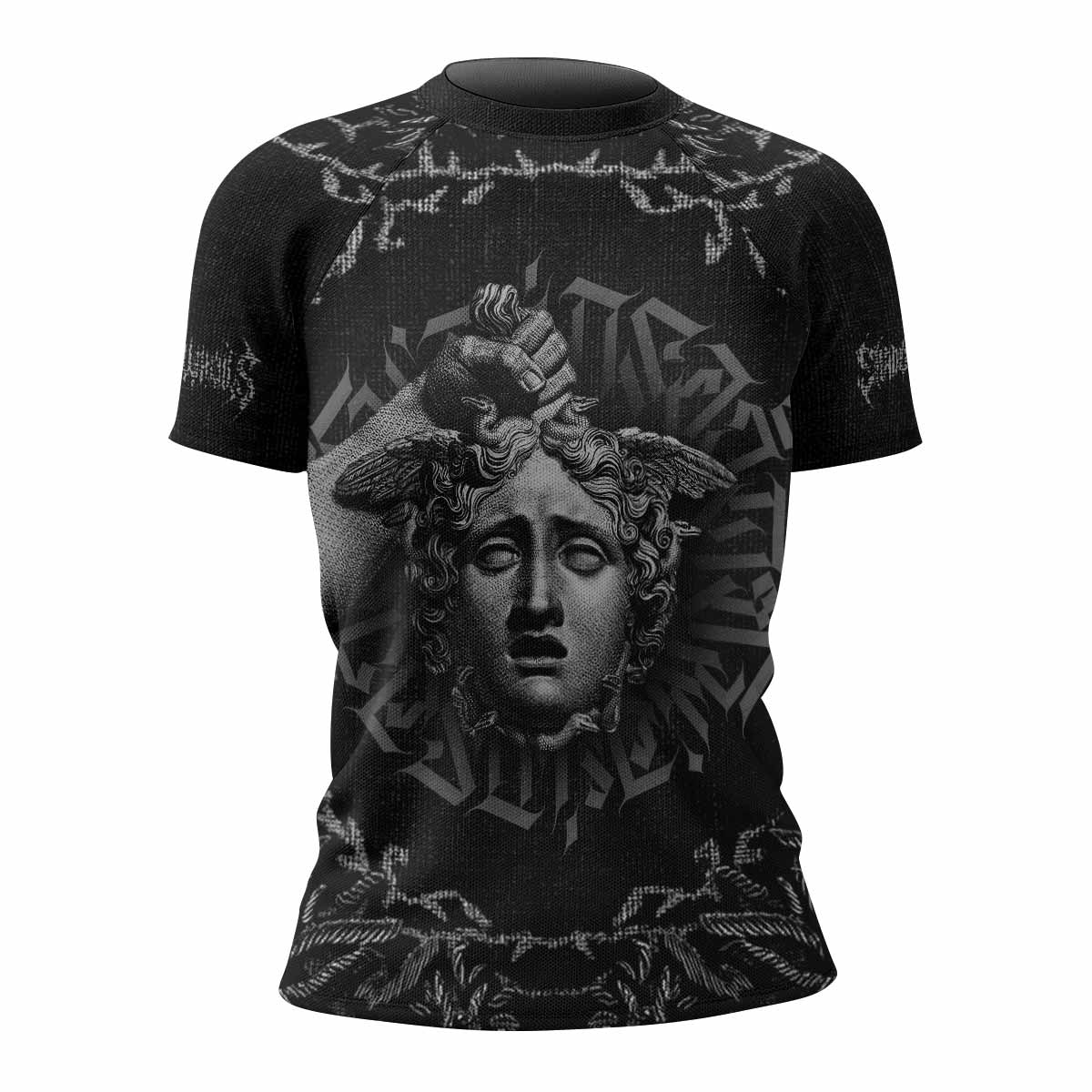 The Monster of Perseus Women’s Short Sleeve Rash Guard - front view mockup