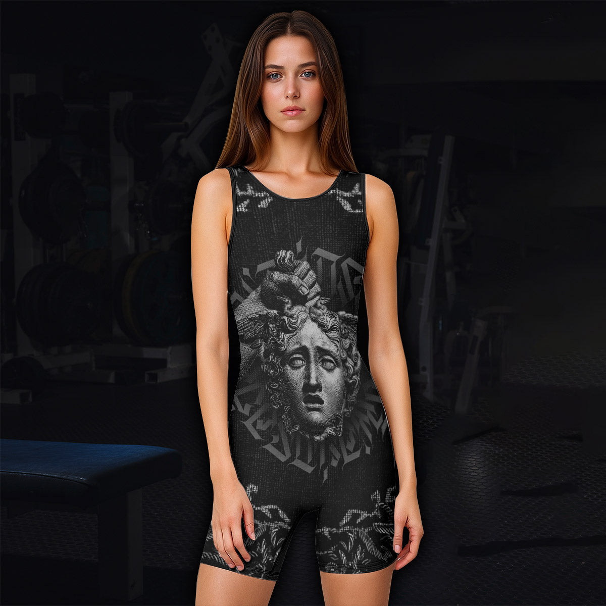 The Monster of Perseus Wrestling Singlet - women's lifestyle view