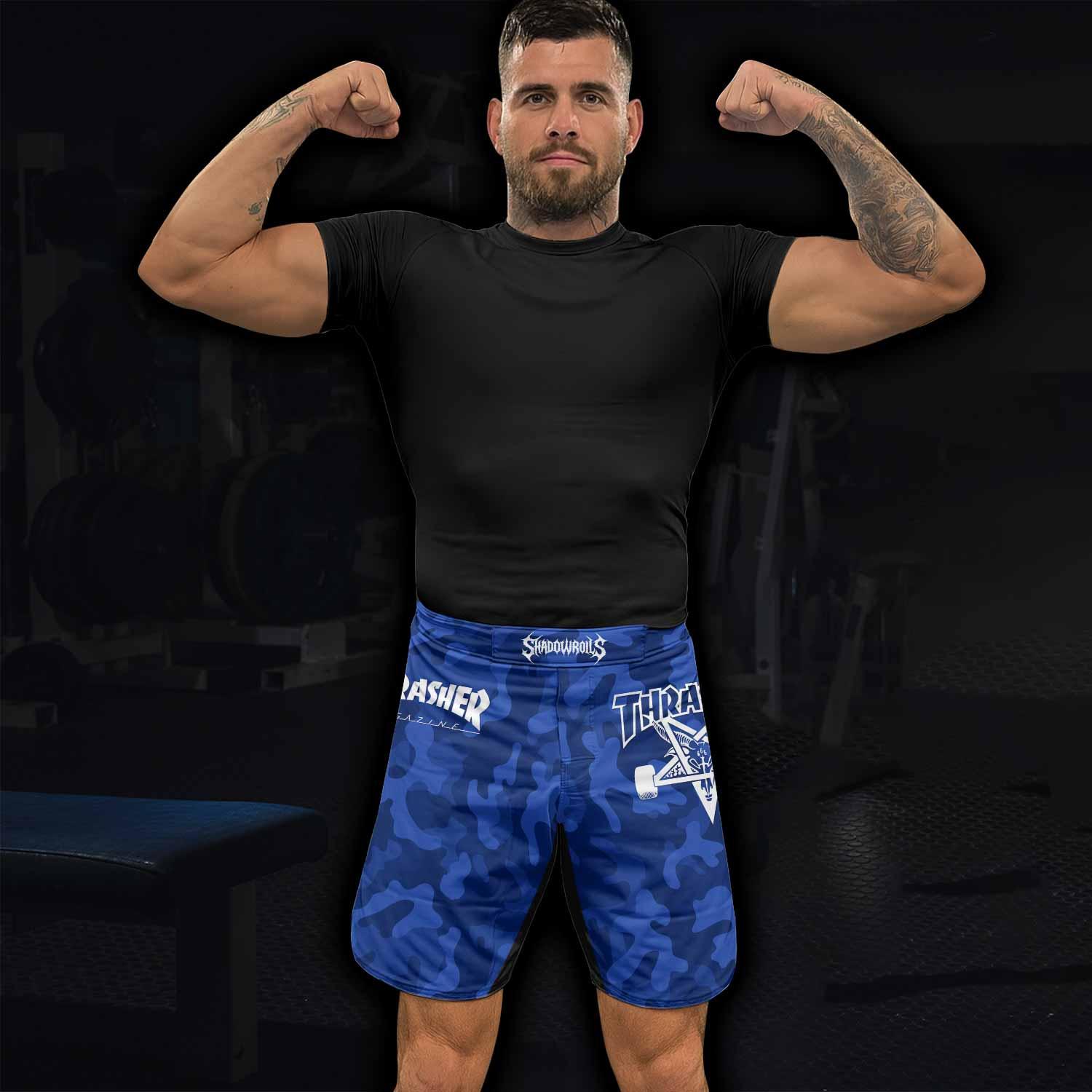 Thrasher Blue Camo Fight Shorts - lifestyle view