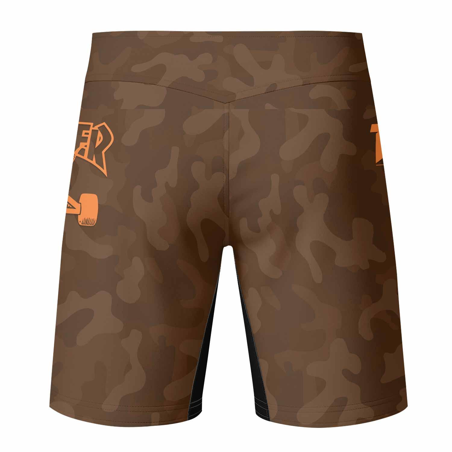 Thrasher Brown Camo Fight Shorts - back view mockup