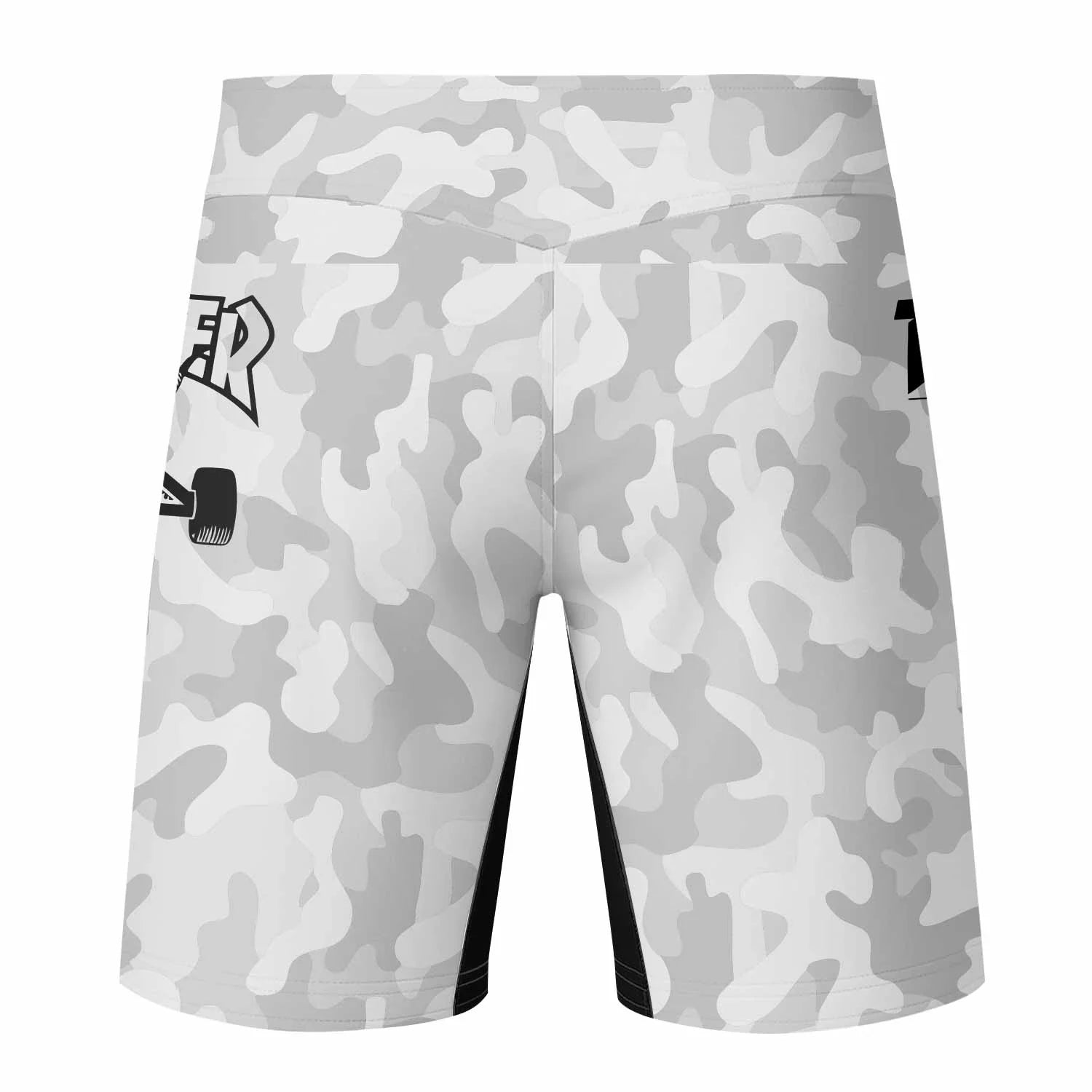 Thrasher Gray Camo Fight Shorts - back view mockup