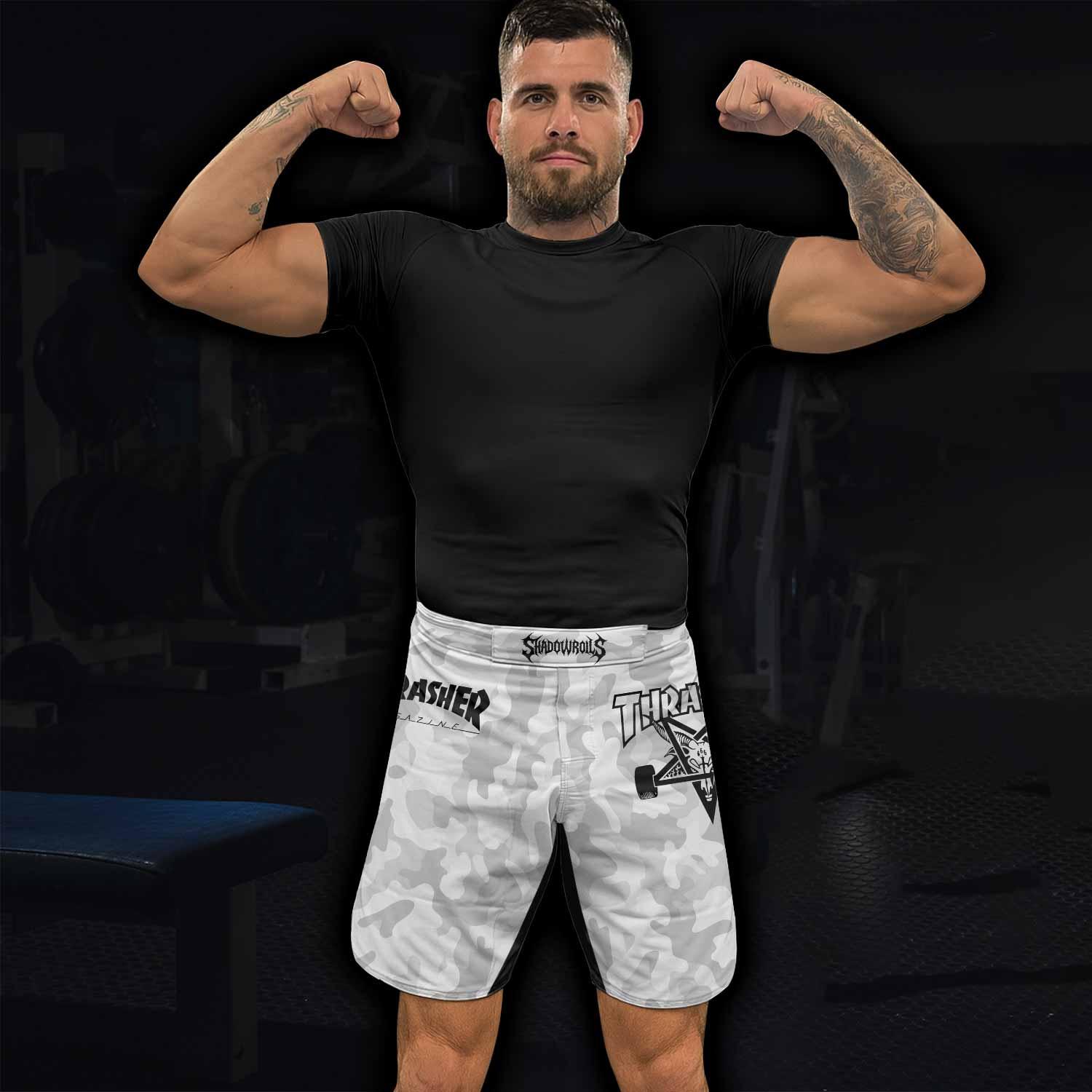 Thrasher Gray Camo Fight Shorts - lifestyle view