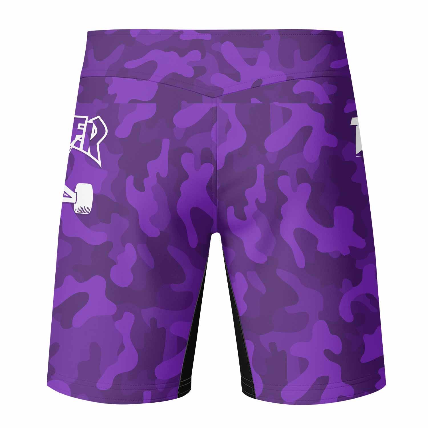 Thrasher Purple Camo Fight Shorts - back view mockup