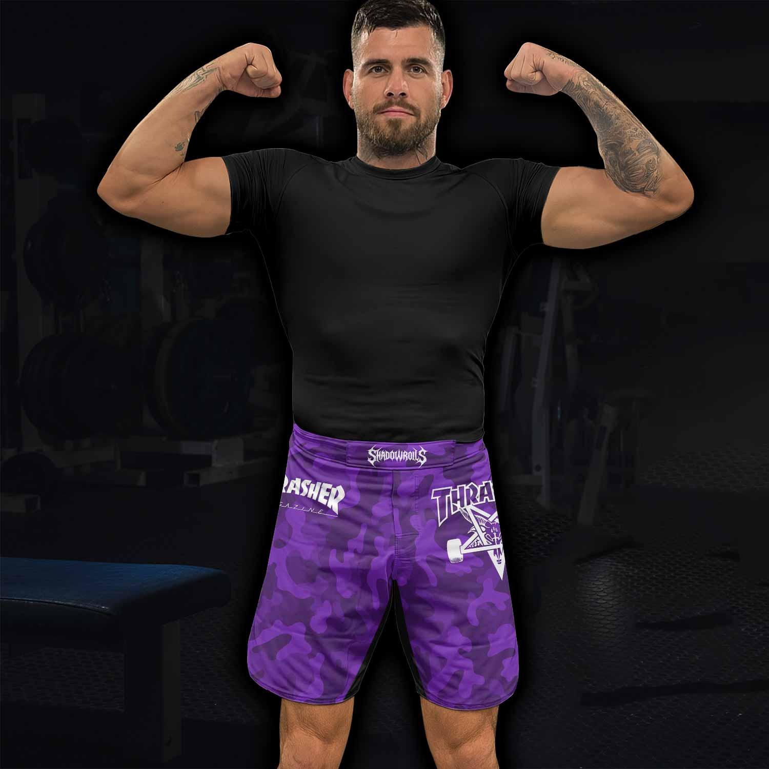 Thrasher Purple Camo Fight Shorts - lifestyle view