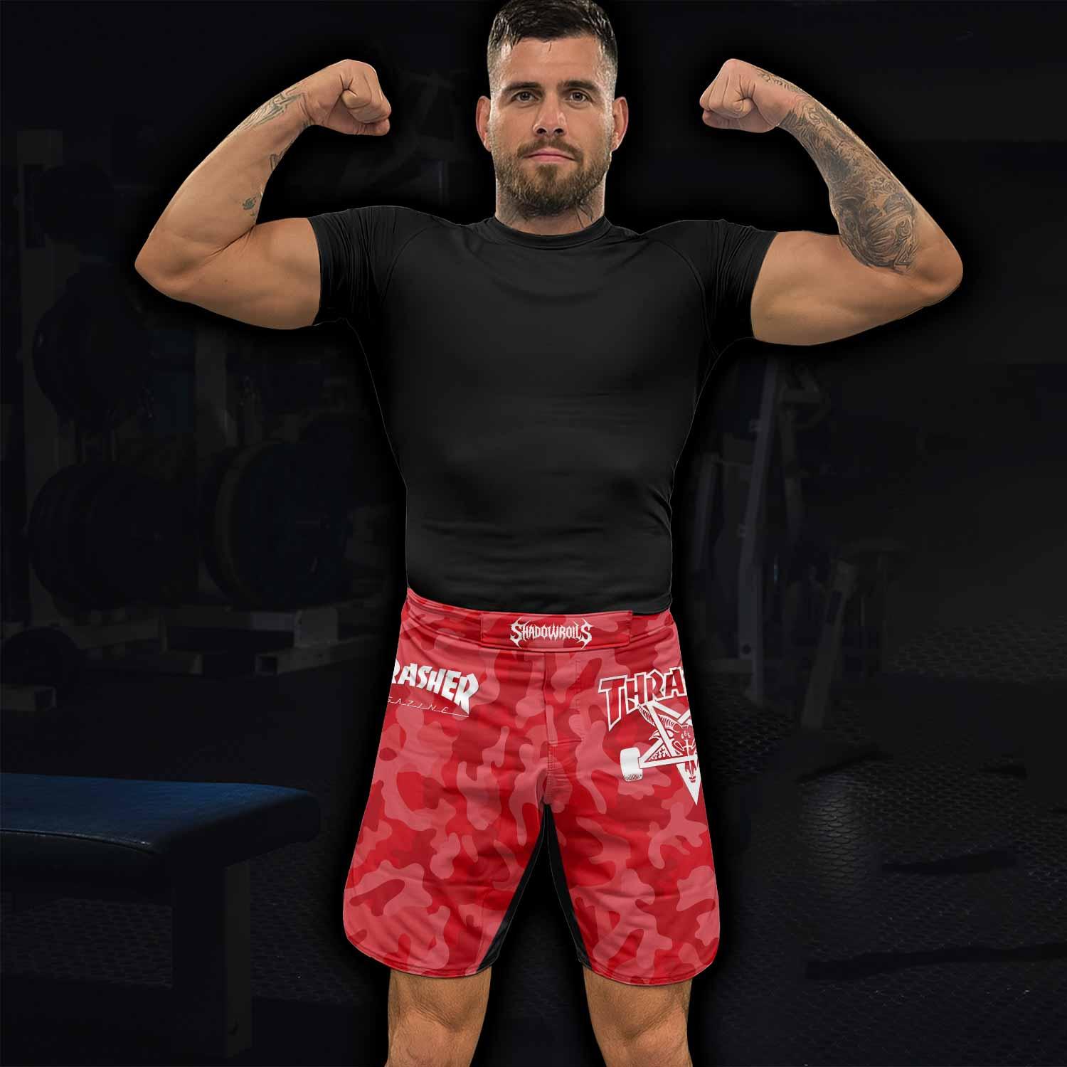 Thrasher Red Camo Fight Shorts - lifestyle view