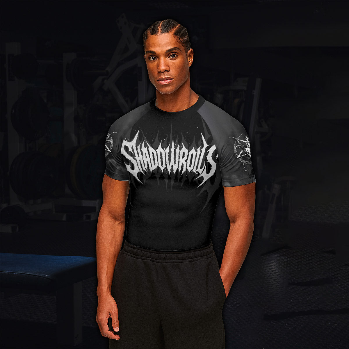 Throne of the Abyss Men’s Short Sleeve Rash Guard - lifestyle view