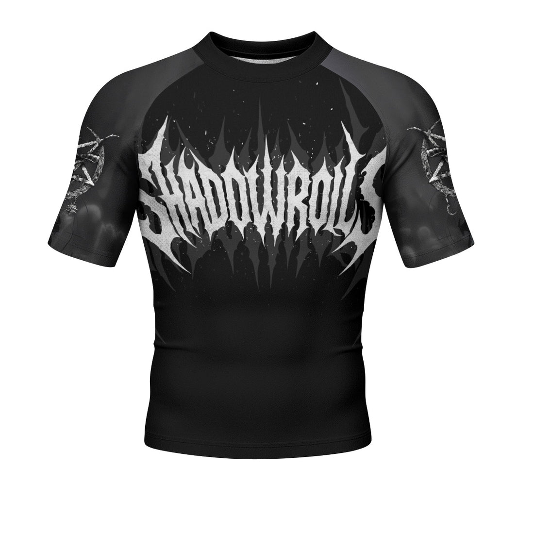 Throne of the Abyss Men’s Short Sleeve Rash Guard - front and back view