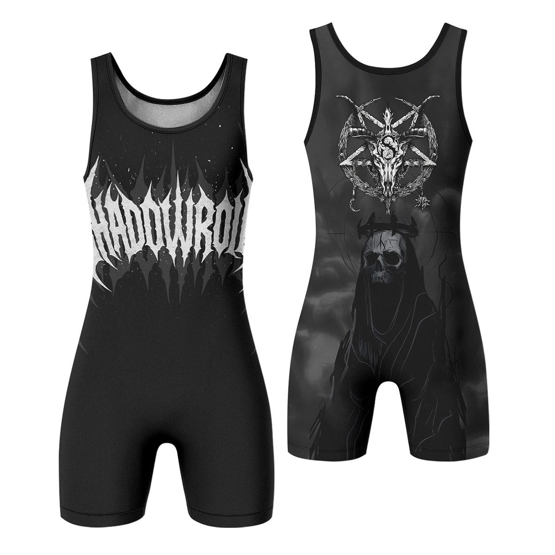 Throne of the Abyss Wrestling Singlet - front and back view