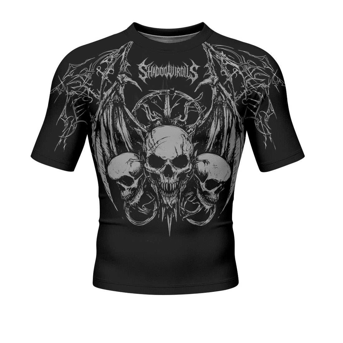 Throne of Thorns Men’s Short Sleeve Rash Guard - front and back view