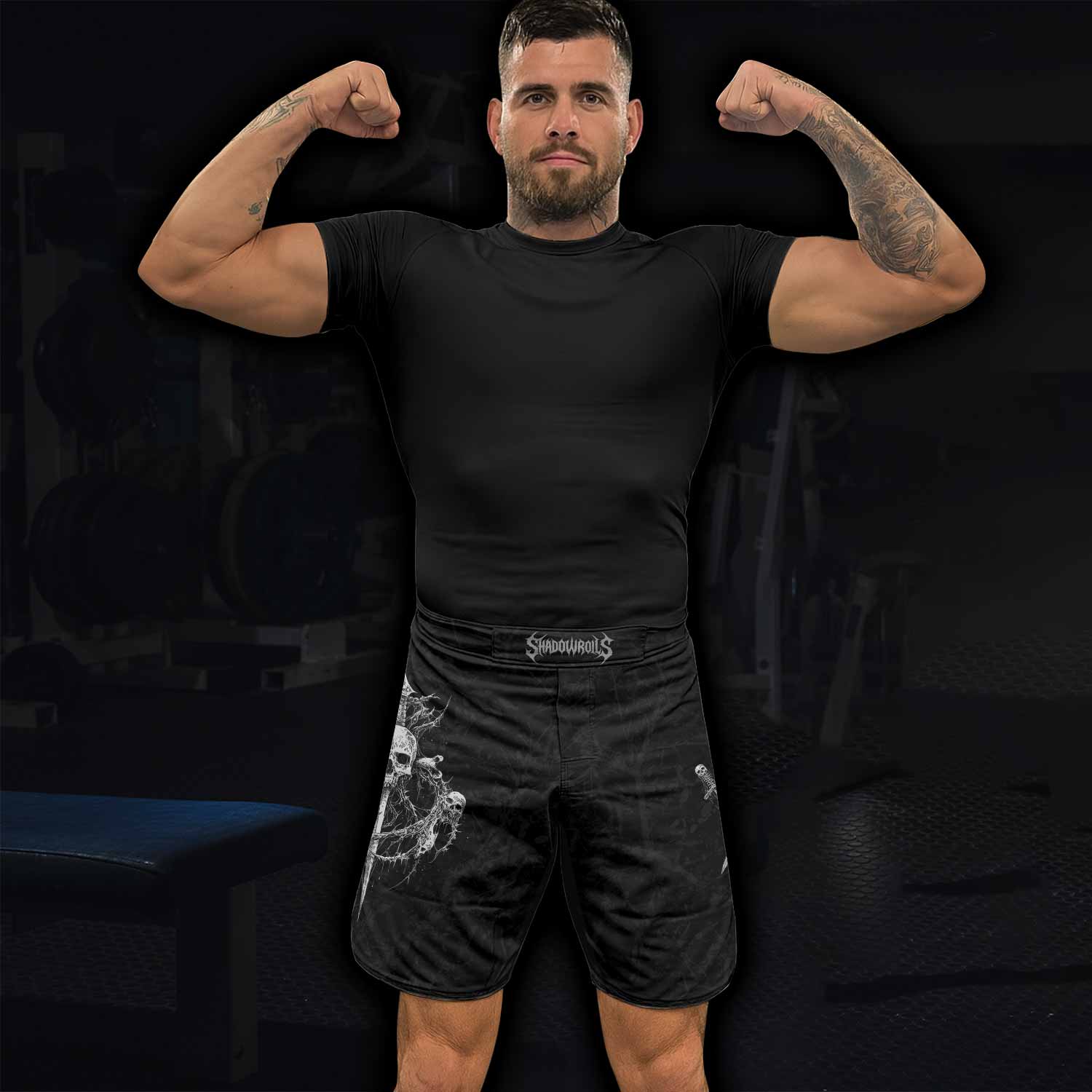 Throne Pierced Fight Shorts Model