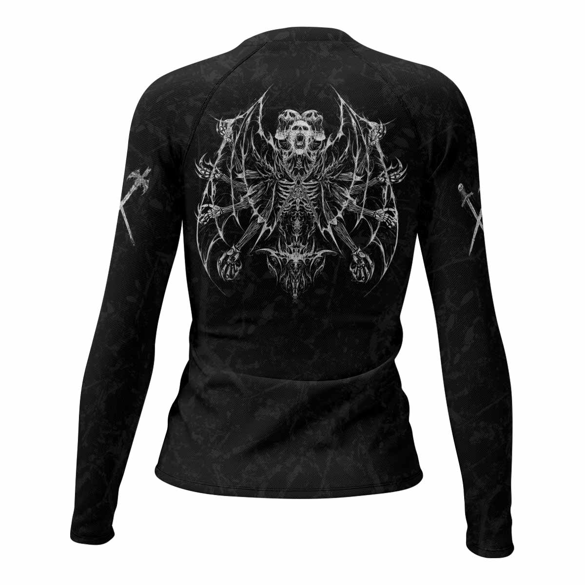 Throne Pierced Women’s Long Sleeve Rash Guard - back view mockup