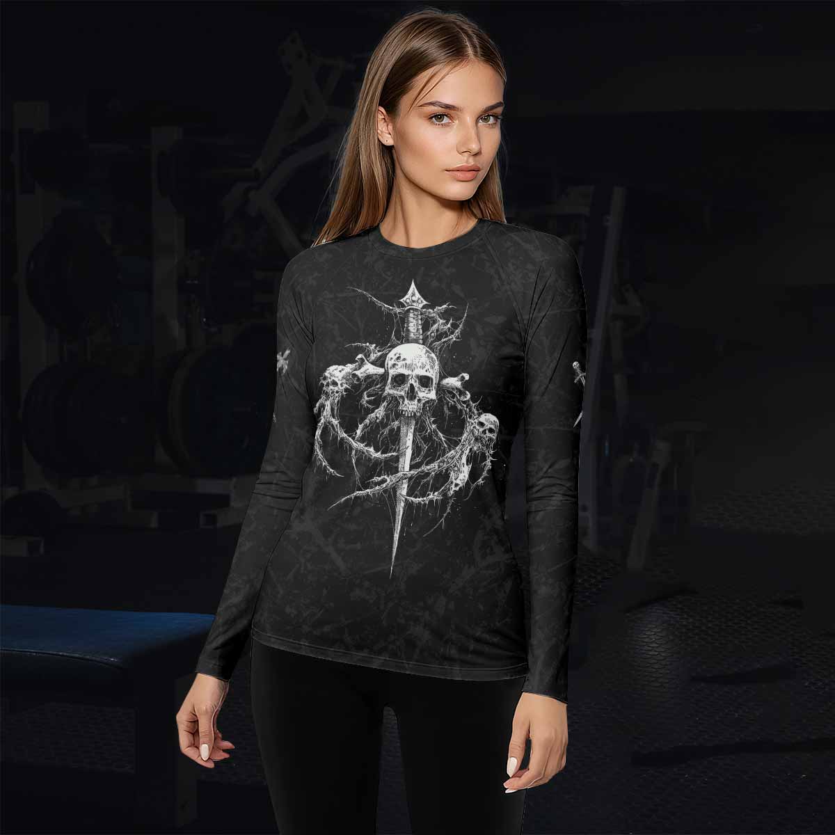 Throne Pierced Women’s Long Sleeve Rash Guard - lifestyle view