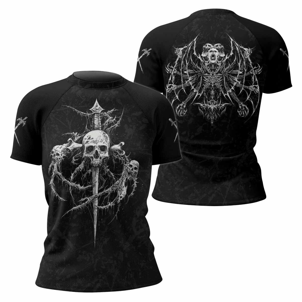 Throne Pierced Women’s Short Sleeve Rash Guard - front and back view