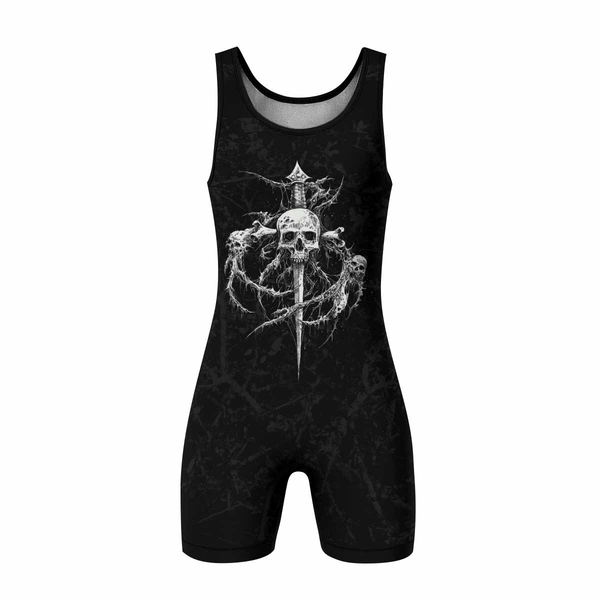 Throne Pierced Wrestling Singlet - front view mockup