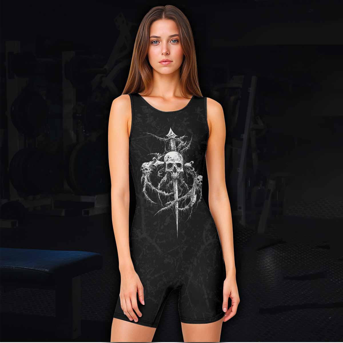Throne Pierced Wrestling Singlet - women's lifestyle view