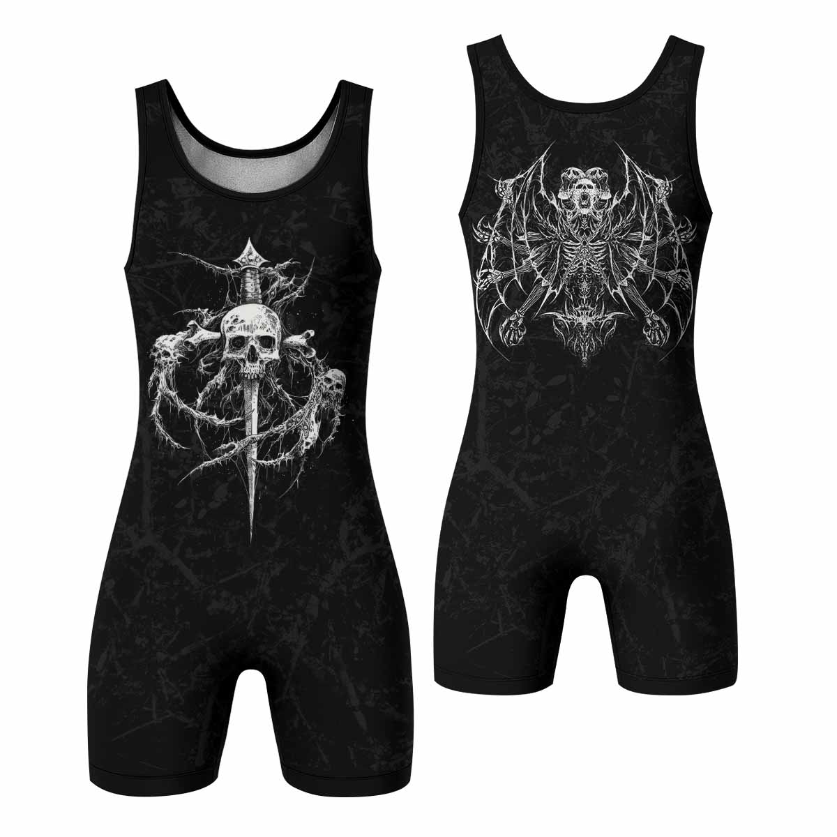Throne Pierced Wrestling Singlet - front and back view
