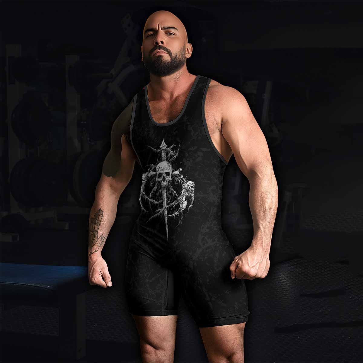 Throne Pierced Wrestling Singlet - men's lifestyle view