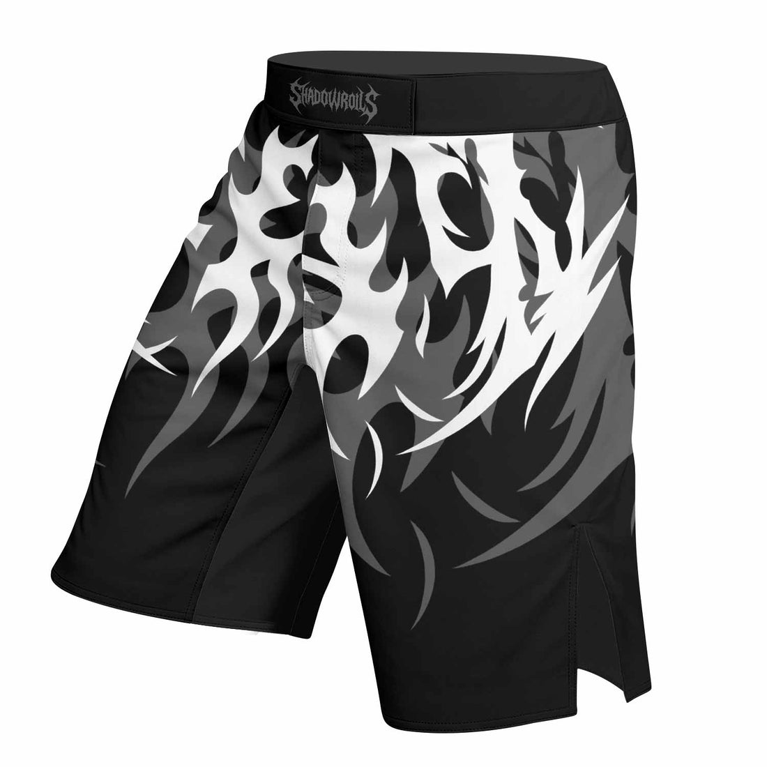 Tribal Inferno Fight Shorts - right side mockup