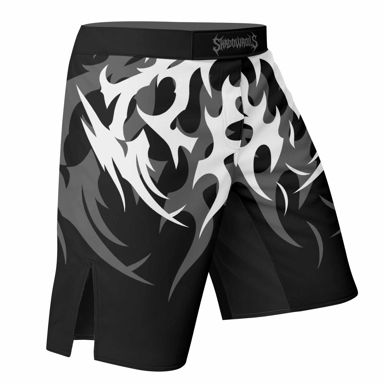 Tribal Inferno Fight Shorts - right side mockup