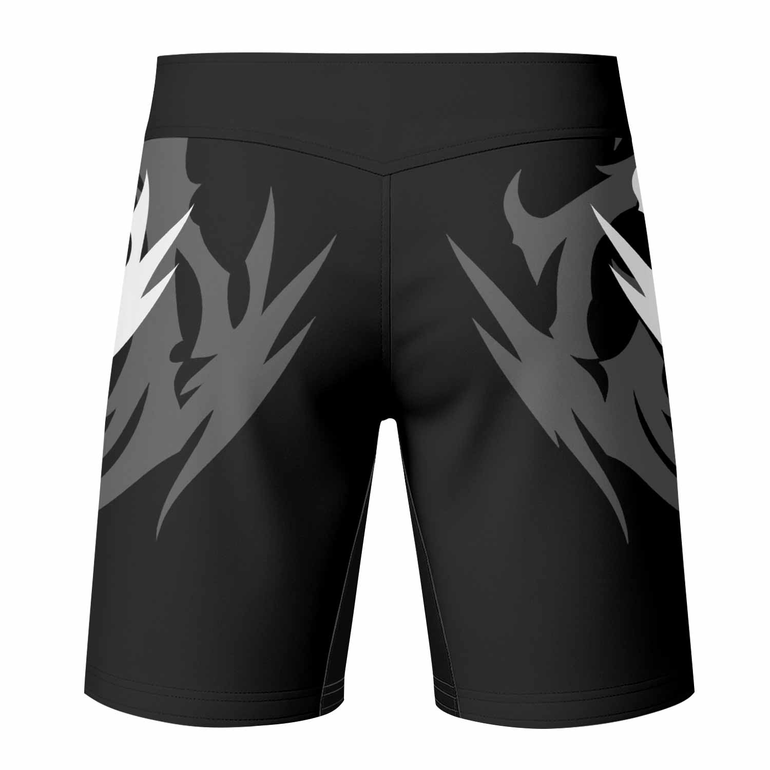 Tribal Inferno Fight Shorts - back view mockup