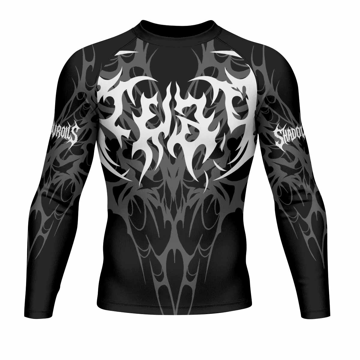 Tribal Inferno Men's Rash Guard Long Sleeve - front view mockup 